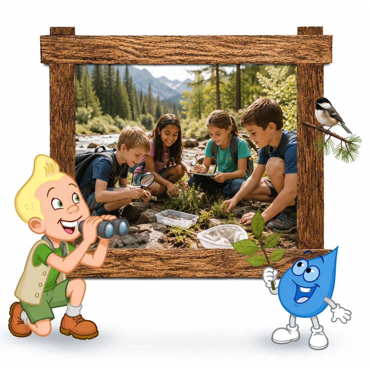 Illustration d’un atelier scientifique en plein air